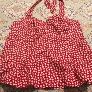 Torrid 2 Red and White Mickey Halter